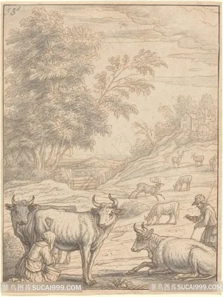 山羊唯美风景画装饰画