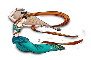 手绘国潮中国风古代敦煌神话飞天仙女美女古装人物插画PSD素材