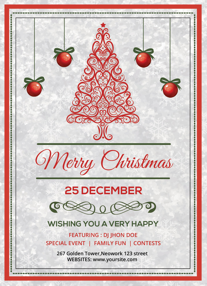 简约大气圣诞节快乐海报