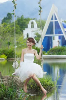 白色婚纱美女新娘户唯美写真素材图片