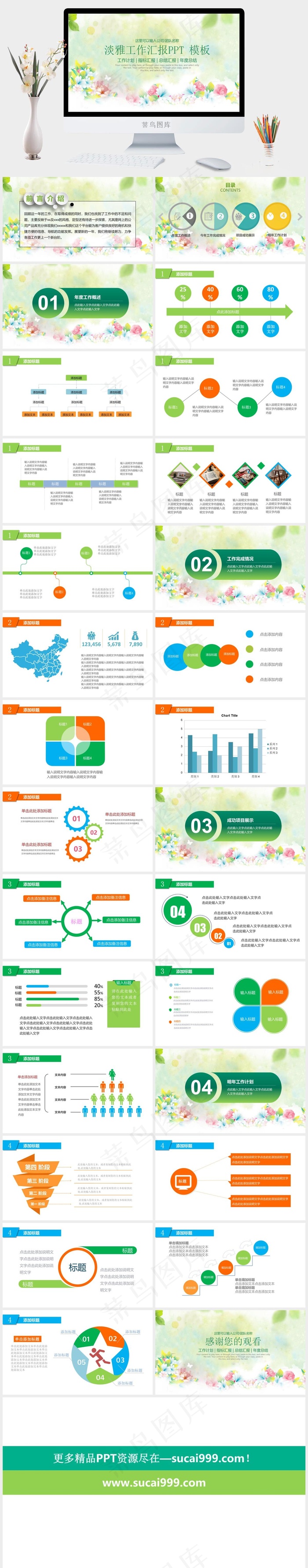 绿色清新田园风工作计划总结汇报动态PPT模板