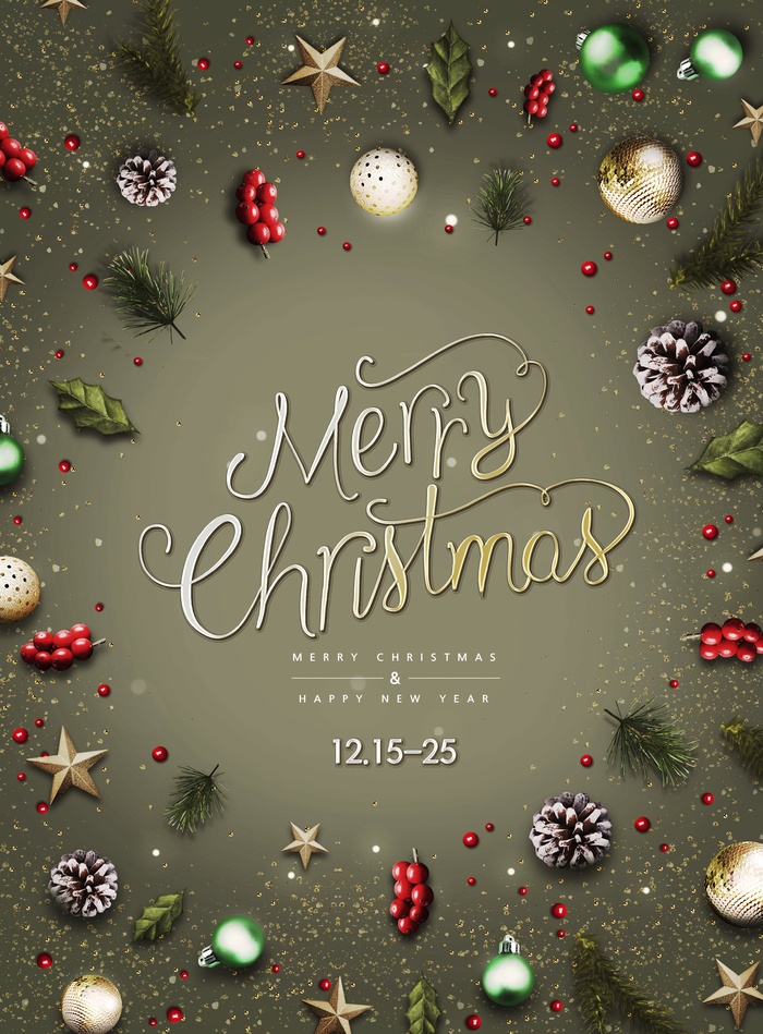 圣诞节圣诞树圣诞老人闪亮装饰电商促销折扣海报