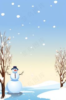 淡蓝雪地冬天清新背景