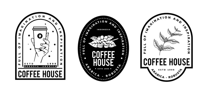 咖啡复古标志设计高级矢量
