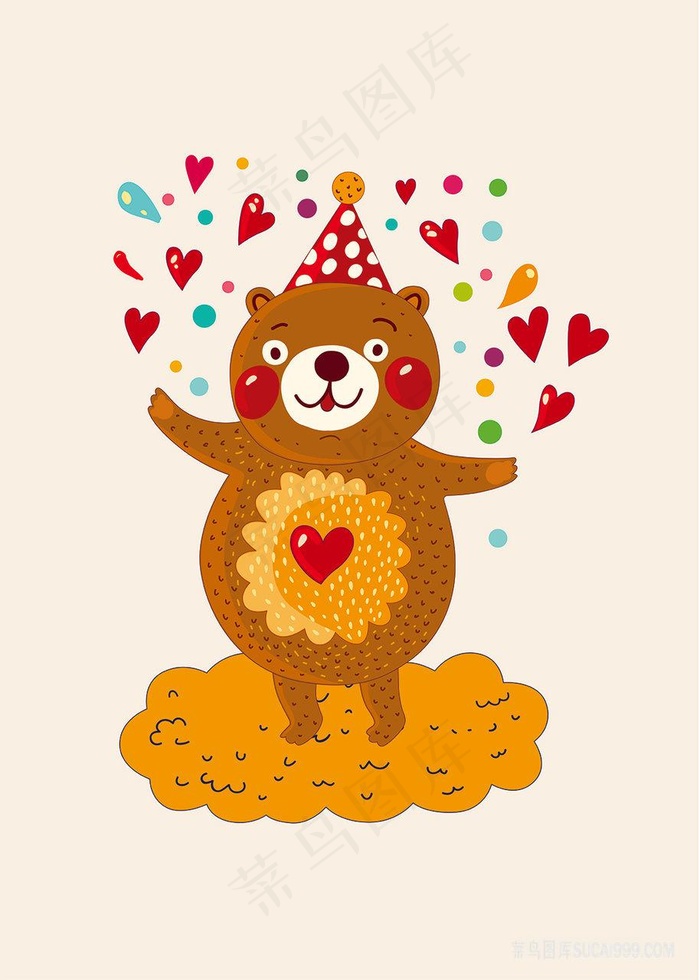 爱心时尚卡通熊插画