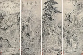 石涛罗汉图四屏