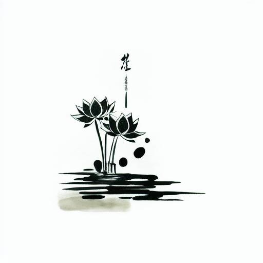 莲花 水墨画(2048x2048)