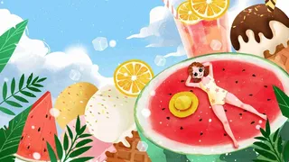 小清新清凉夏季夏天处暑大暑少女插画