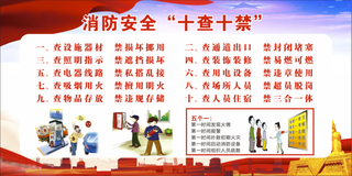 消防安全十查十禁看板消防五个一