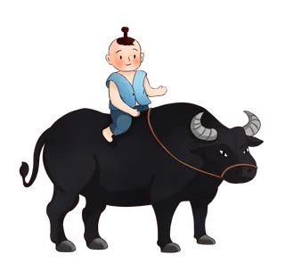 清明清明节可爱牧童骑牛