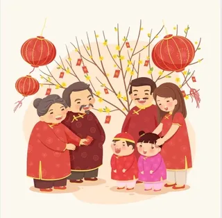 设计家庭祝贺新年团圆背景