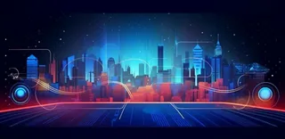 蓝色科技线条城市几何背景