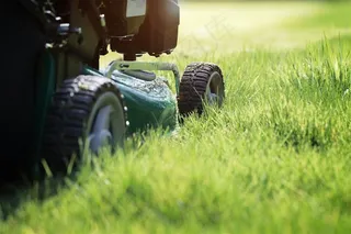 草地上的除草机高清摄影图片