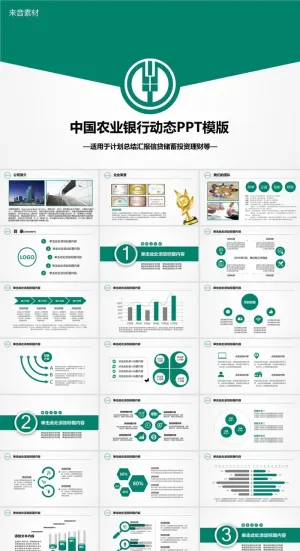 中国农业银行工作汇报总结PPT模板ppt模版预览图