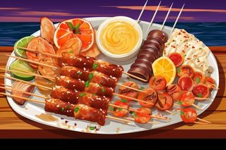 烧烤烤肉美食食物插画素材背景