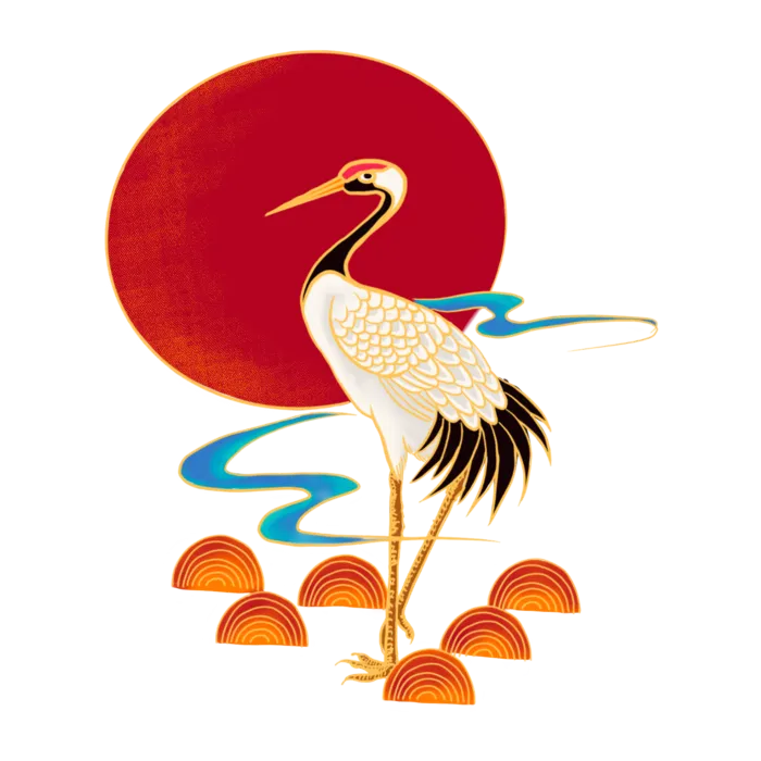 国潮仙鹤插画免扣素材设计素材