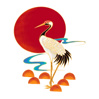 国潮仙鹤插画免扣素材设计素材