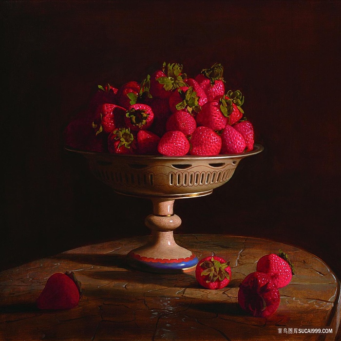 静物水果草莓油画