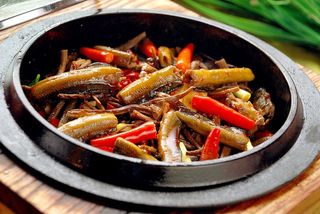 石锅煲类火锅川菜特色菜石锅茶树菇鳝段