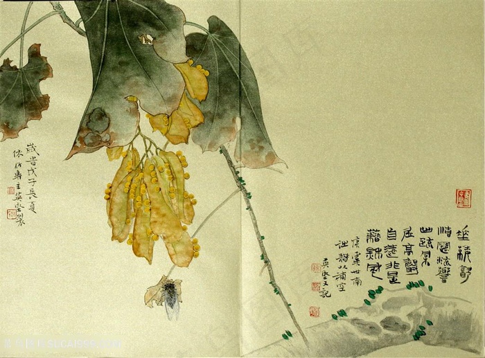 中式时尚树枝花卉装饰画