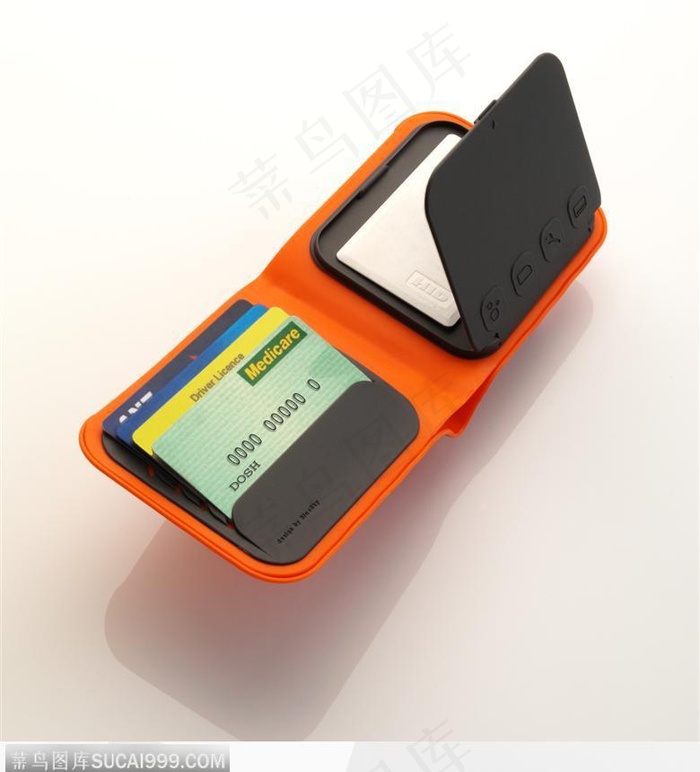 一个打开的橙色钱包