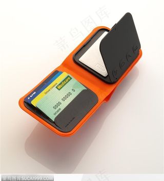 一个打开的橙色钱包