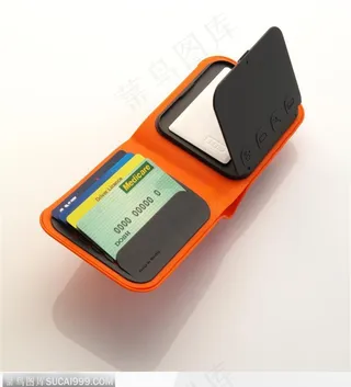 一个打开的橙色钱包