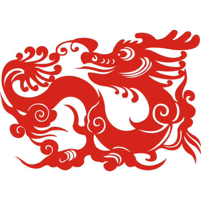 红色节日龙剪纸