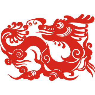 红色节日龙剪纸