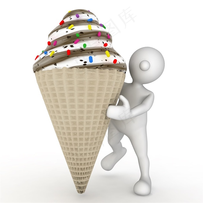 3D白色小人甜筒