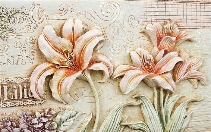 欧式浮雕百合花