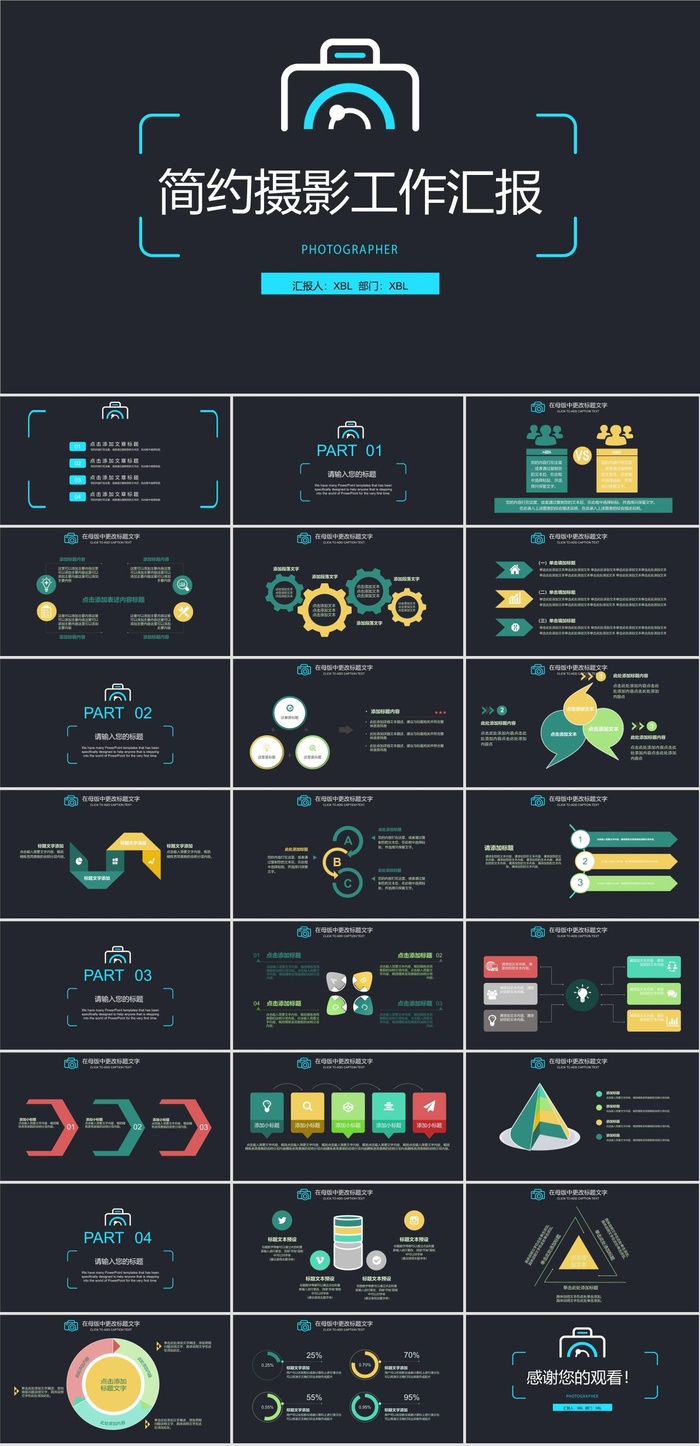 摄影照相机学习PPT模板ppt模版