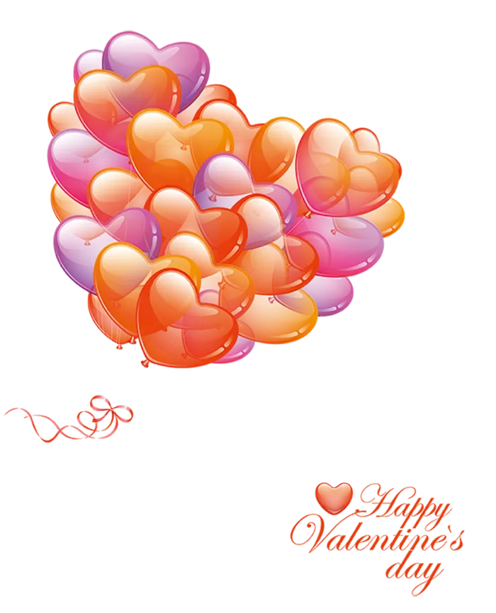 橘色紫色气球爱心情人节