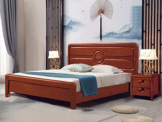 高清实木床图片