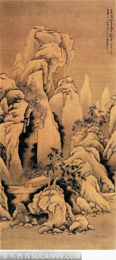 秋日松墨图