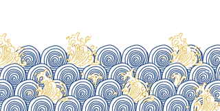 中国风鎏金浪花波浪背景免抠