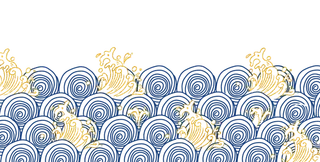 中国风鎏金浪花波浪背景免抠