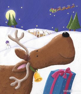 雪地麋鹿风景画油画