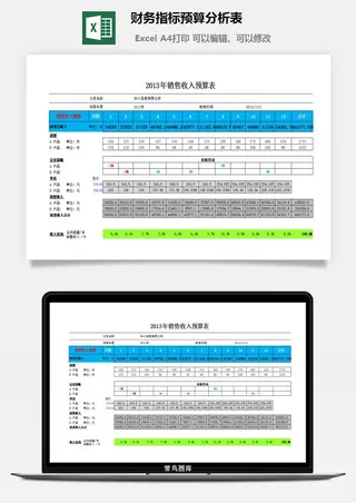 财务指标预算分析表excel模板