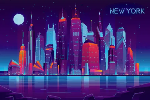 时尚潮流赛博朋克元宇宙虚拟城市夜景Banner海报背景AI矢量图素材 时尚潮流赛博朋克元宇宙虚拟城市夜景Banner海报背景AI矢量图素材