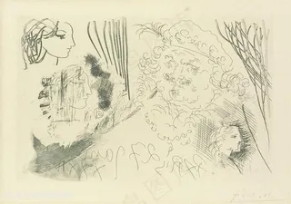 毕加索线描时尚风景画装饰画