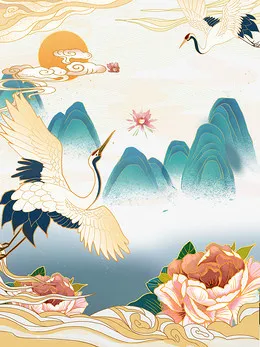 国潮祥云手绘鹤元素