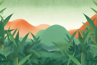 古风国风山水竹叶水墨画风景背景