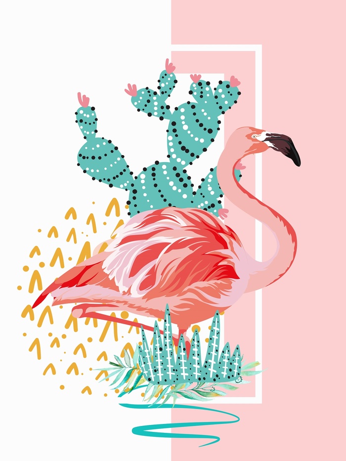 火烈鸟装饰画cdr矢量模版下载