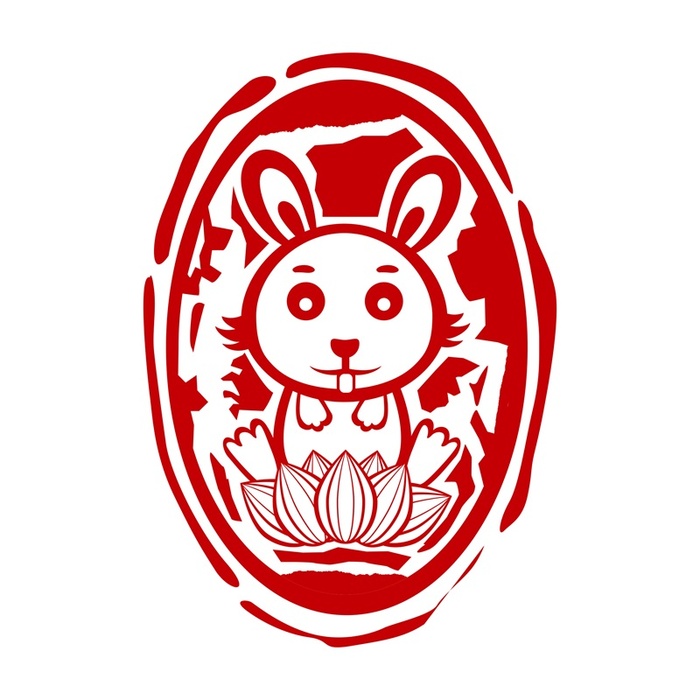 2023新年素材卯兔新年快乐盖章兔年ai矢量模版下载