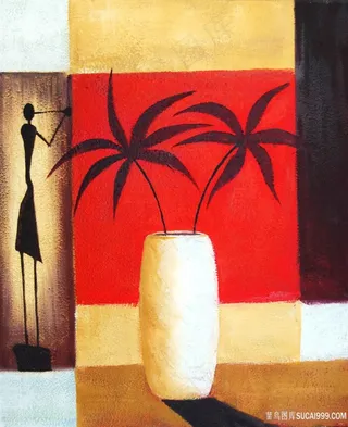 唯美花瓶艺术插画