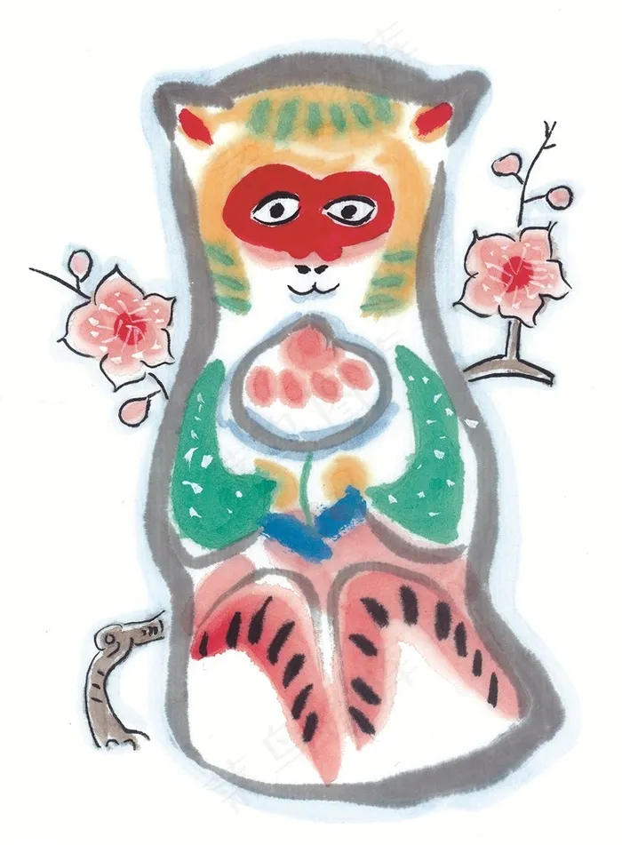 鼠牛虎兔龙蛇马羊猴鸡狗猪国画图片jpg素材