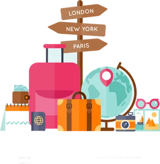 指向牌行李箱素材旅游