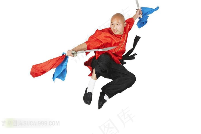 耍刀的红衣和尚素材