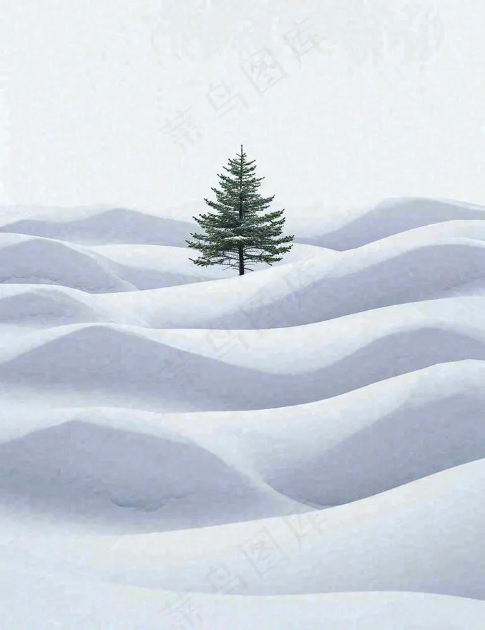 冬天意境简约松树雪地，立冬冬至小雪大雪小寒大寒(960x1248)